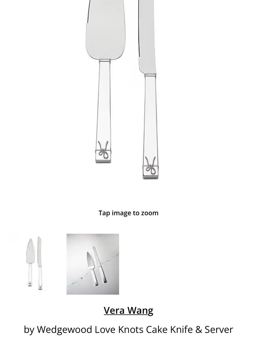 Vera Wang Stainless Steel Silver Cake Knife & Server Set - NWOT or Box